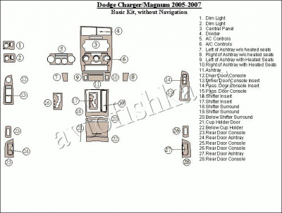 Декоративные накладки салона Dodge Charger/Magnum 2005-2007 базовый набор, без навигации